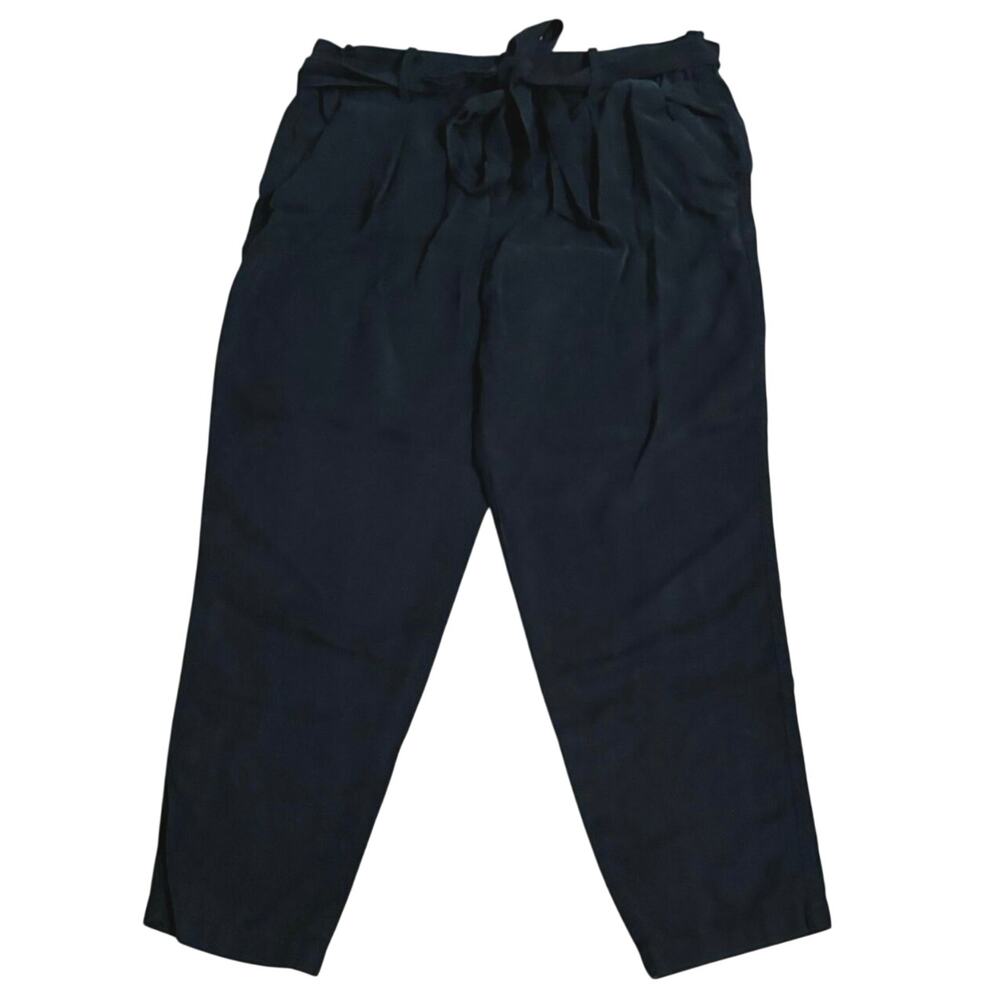 Broome Street Kate Spade Size 8 Belted Ankle Cropped Pants Tencel Lyocell Black